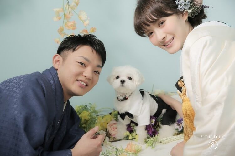 ペットと一緒に結婚写真 名古屋の結婚写真 フォトウエディング専門スタジオエイト